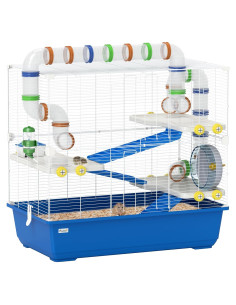 Jaula para Hámster PawHut 4 Niveles con Accesorios 77.9x45cm
