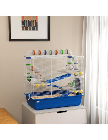 Jaula para Hámster PawHut 4 Niveles con Accesorios 77.9x45cm