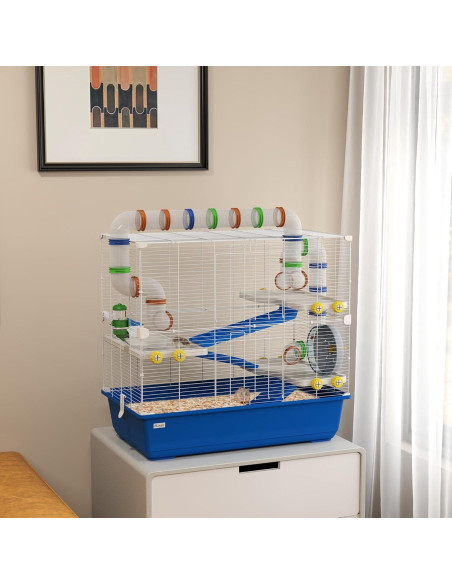 Jaula para Hámster PawHut 4 Niveles con Accesorios 77.9x45cm