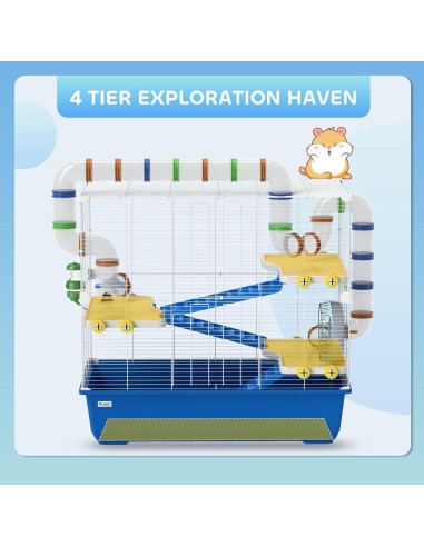 Jaula para Hámster PawHut 4 Niveles con Accesorios 77.9x45cm