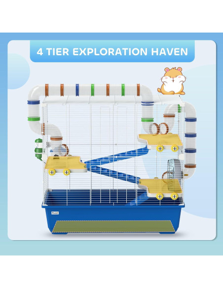 Jaula para Hámster PawHut 4 Niveles con Accesorios 77.9x45cm