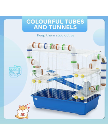 Jaula para Hámster PawHut 4 Niveles con Accesorios 77.9x45cm