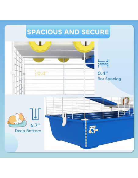 Jaula para Hámster PawHut 4 Niveles con Accesorios 77.9x45cm