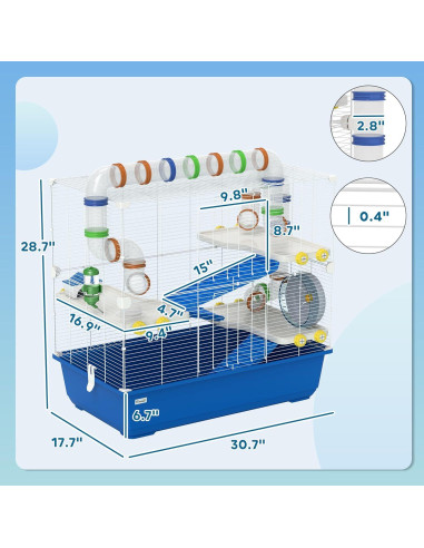 Jaula para Hámster PawHut 4 Niveles con Accesorios 77.9x45cm