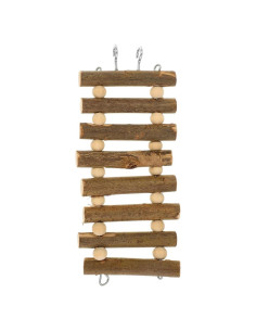 Escalera de Madera Natural HEMOTON para Aves y Hámsters 22x10cm