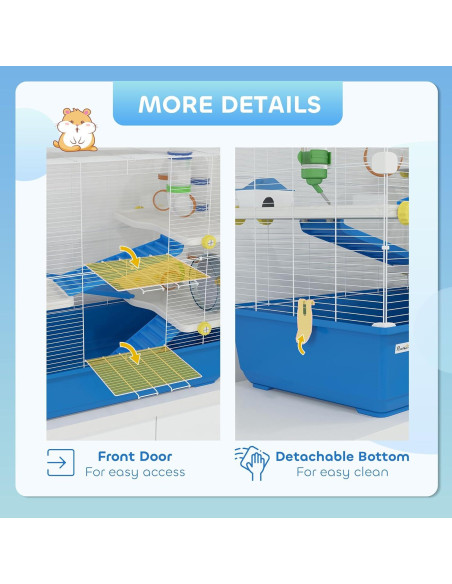 Jaula para Hámster PawHut 4 Niveles con Accesorios 77.9x45cm