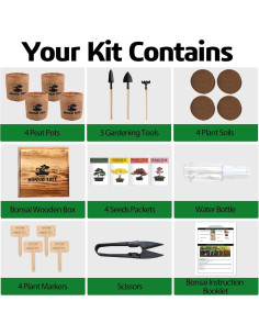 Kit Completo de Crecimiento Bonsai Meekear - 4 Semillas y Accesorios 2