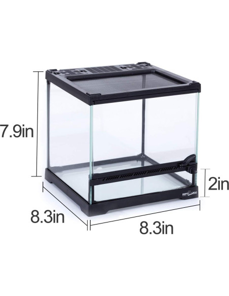 Terrario de Vidrio REPTIZOO 20x20x20cm para Reptiles