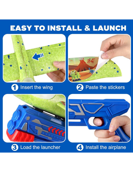 Paquete de 3 Juguetes Lanzadores de Aviones Onysurui 32 cm