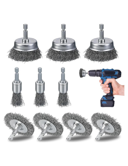 10 Cepillos de Alambre para Taladro MIKILIKIEN - 2 y 5 cm