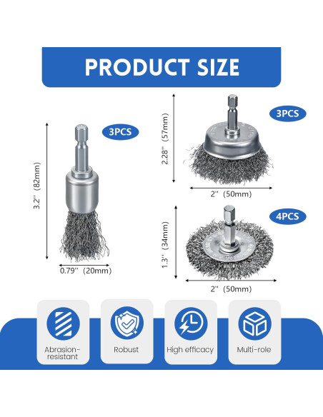 10 Cepillos de Alambre para Taladro MIKILIKIEN - 2 y 5 cm