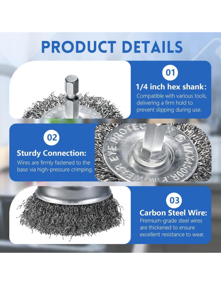 10 Cepillos de Alambre para Taladro MIKILIKIEN - 2 y 5 cm