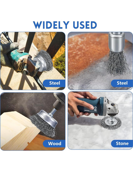 10 Cepillos de Alambre para Taladro MIKILIKIEN - 2 y 5 cm