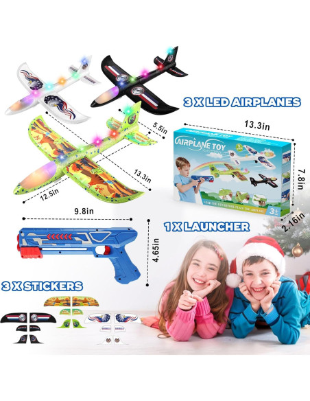 Paquete de 3 Juguetes Lanzadores de Aviones Onysurui 32 cm