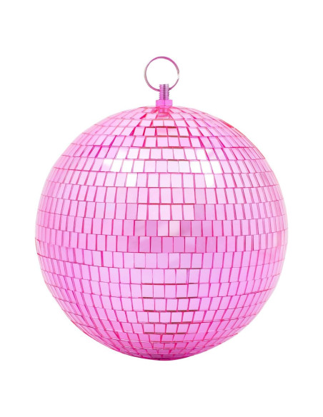 Bola de Disco Espejo Rosa 20 cm con Anillo Colgante