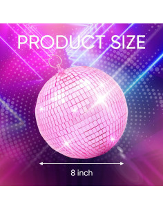 Bola de Disco Espejo Rosa 20 cm con Anillo Colgante 2
