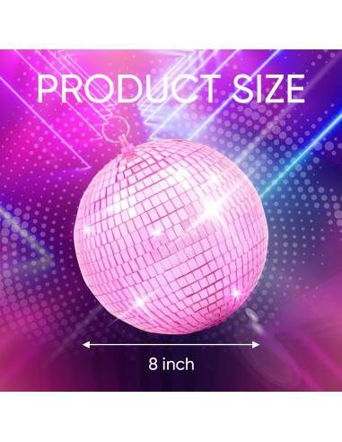 Bola de Disco Espejo Rosa 20 cm con Anillo Colgante