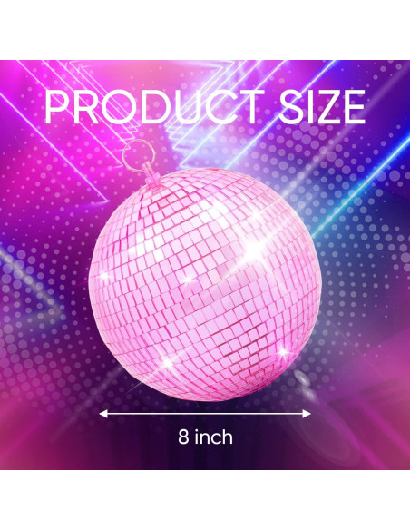 Bola de Disco Espejo Rosa 20 cm con Anillo Colgante