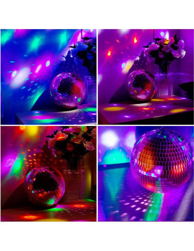 Bola de Disco Espejo Rosa 20 cm con Anillo Colgante