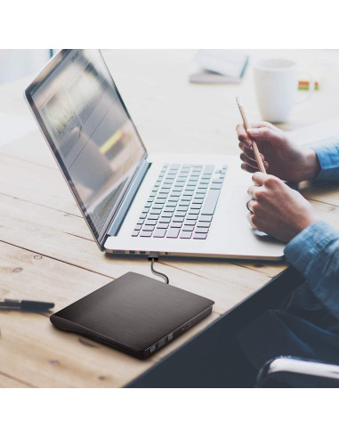 Unidad de CD externa YMY portátil USB3.0/USB-C 2 en 1 negra