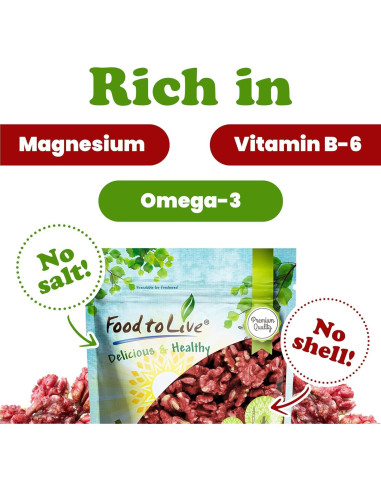 Nueces Rojas Crudas Food to Live 227g Sin Cáscara Kosher