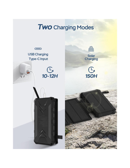 Cargador Solar 20000mAh HDL-519X Carga Rápida 3A 4 Paneles