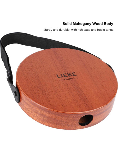Cajón Portátil LIEKE 10" de Caoba con Cuerdas y Bolsa