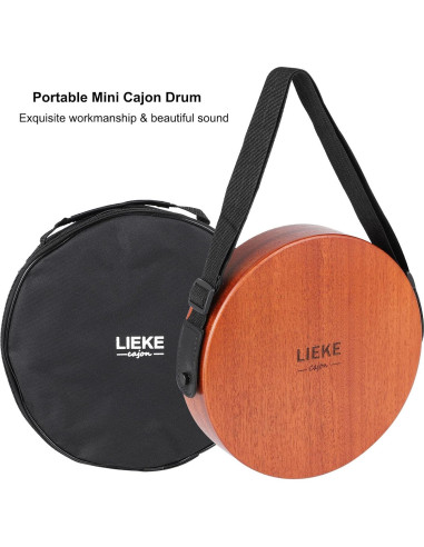 Cajón Portátil LIEKE 10" de Caoba con Cuerdas y Bolsa