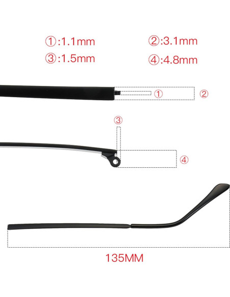 Brazos de Reemplazo para Gafas Metal DEFKIYT 135mm Dorado