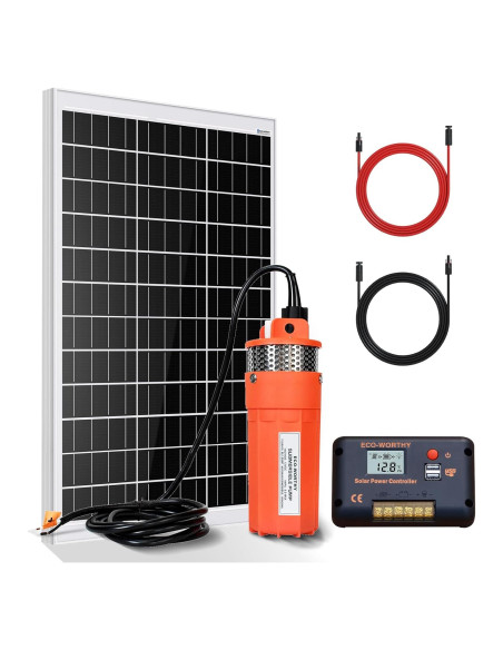 Kit de Bomba de Pozo Solar ECO-WORTHY 100W 12V 6.06 L/min