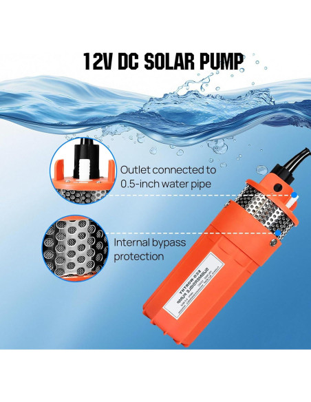 Kit de Bomba de Pozo Solar ECO-WORTHY 100W 12V 6.06 L/min