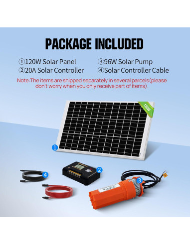 Kit de Bomba de Pozo Solar ECO-WORTHY 100W 12V 6.06 L/min