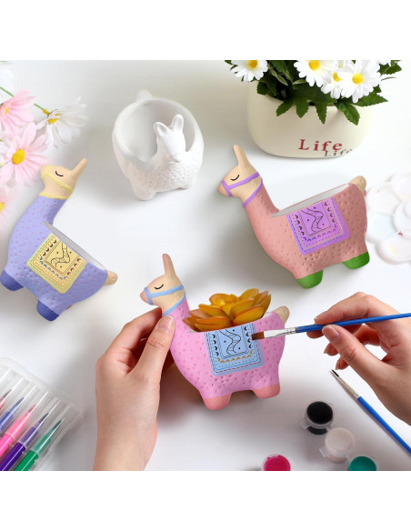 Kit de Manualidades Pasimy 6 Macetas Cerámicas Alpaca para Pintar