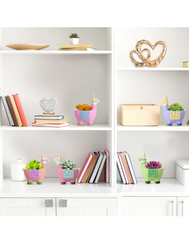 Kit de Manualidades Pasimy 6 Macetas Cerámicas Alpaca para Pintar