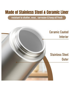 Botella dispensadora de aceite PARACITY 16 oz acero inoxidable 2