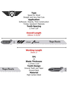 25 Hojas de Sierra de Calar T101B TopsTools 100mm para Madera 2