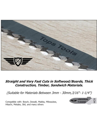 25 Hojas de Sierra de Calar T101B TopsTools 100mm para Madera