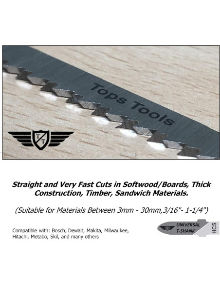 25 Hojas de Sierra de Calar T101B TopsTools 100mm para Madera