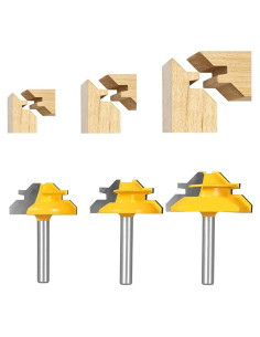 Juego de 3 Fresas de Miter Lock 45 Ozmatip 1/4" (0.64 cm)