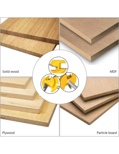 Juego de 3 Fresas de Miter Lock 45 Ozmatip 1/4" (0.64 cm)