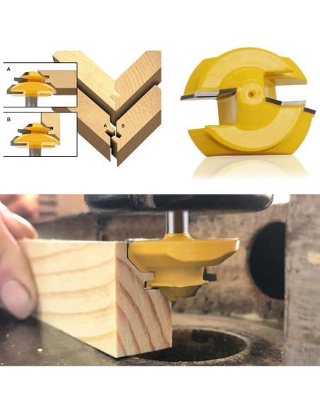 Juego de 3 Fresas de Miter Lock 45 Ozmatip 1/4" (0.64 cm)