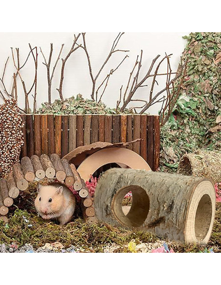 Túnel de Madera Natural para Hámster MUYG 10 Pcs 12 cm