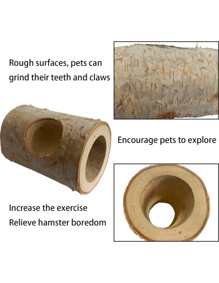 Túnel de Madera Natural para Hámster MUYG 10 Pcs 12 cm