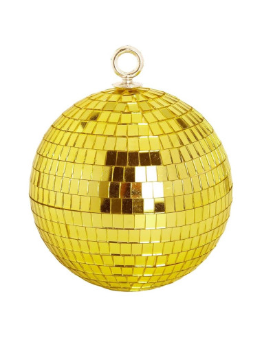 Bola de Disco Espejo Dorada 15 cm con Anillo Colgante