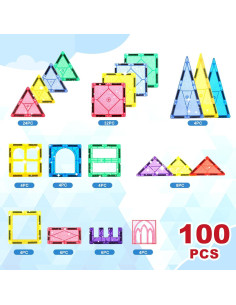 100 Piezas de Azulejos Magnéticos Mruikeny para Niños 3-8 Años 2