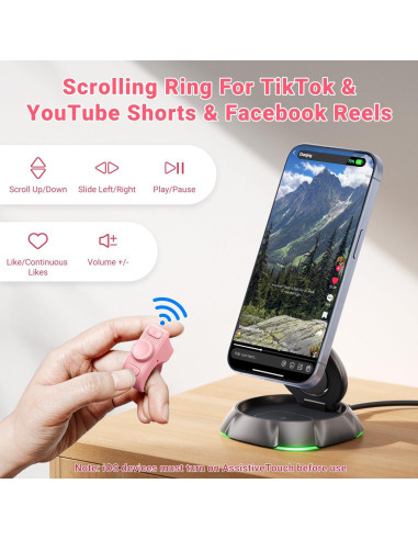 Anillo de Desplazamiento Bluetooth JIMZOO Rosa para TikTok y Kindle