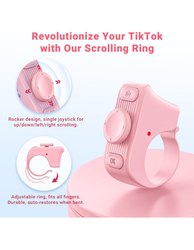 Anillo de Desplazamiento Bluetooth JIMZOO Rosa para TikTok y Kindle