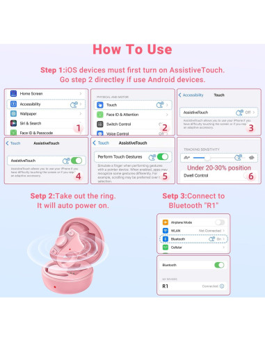 Anillo de Desplazamiento Bluetooth JIMZOO Rosa para TikTok y Kindle