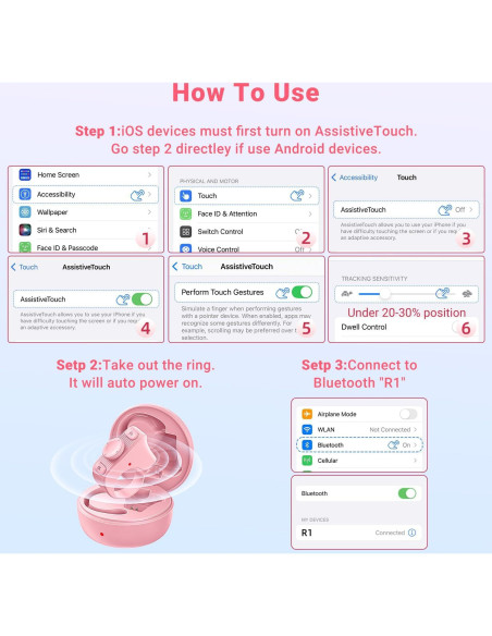 Anillo de Desplazamiento Bluetooth JIMZOO Rosa para TikTok y Kindle