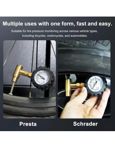 Medidor de Presión de Neumáticos GODESON 0-60 PSI Doble Válvula